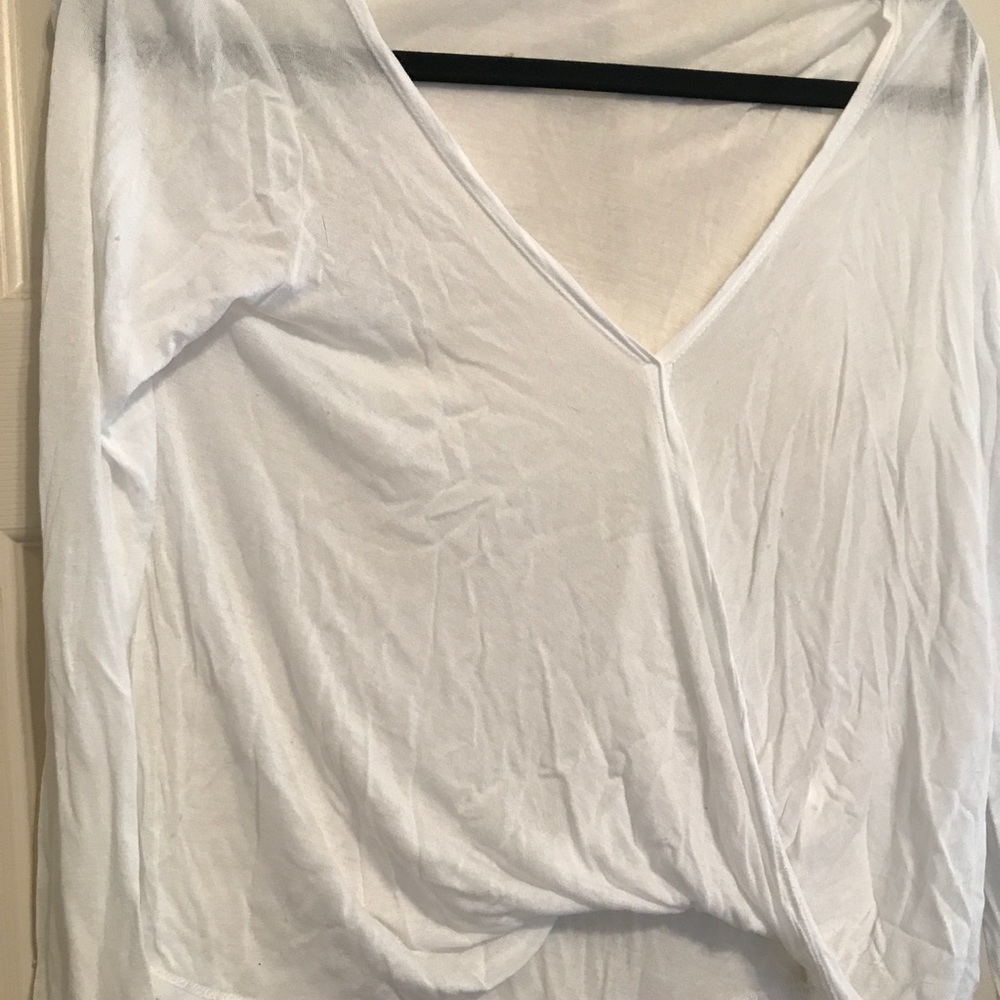 White Faux Wrap blouse